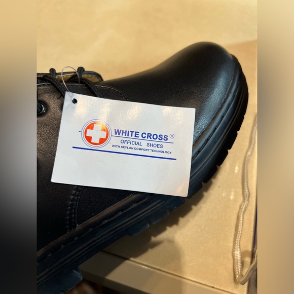 White Cross Official Eco-Friendly Comfort Work School Shoes Men’s 8 Black NEW - Picture 7 of 11